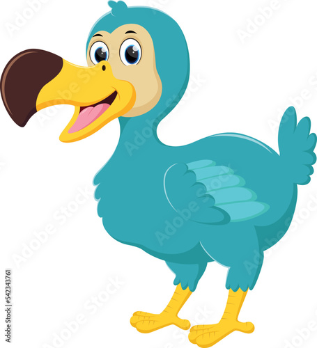 Cartoon Happy dodo bird isolated on white 