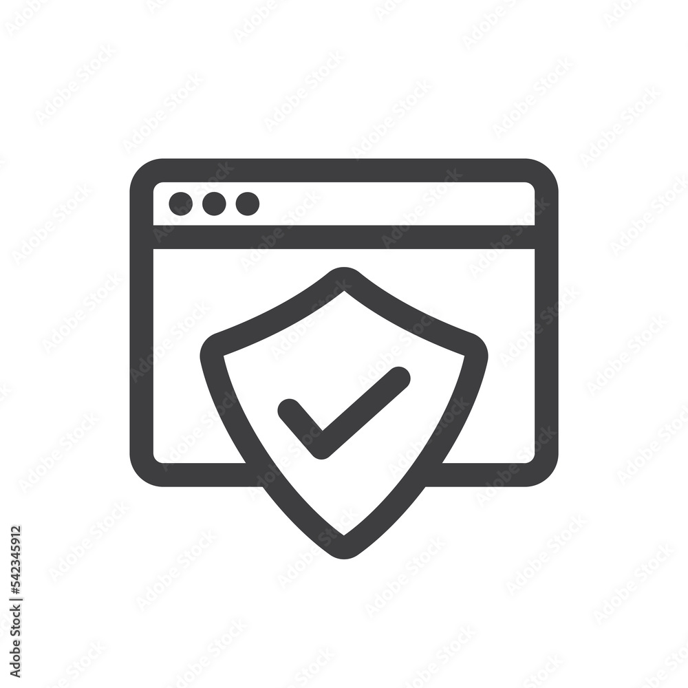 Protected Window, Security Check Line Vector Icon Protected Window, Security Check Line Vector Icon