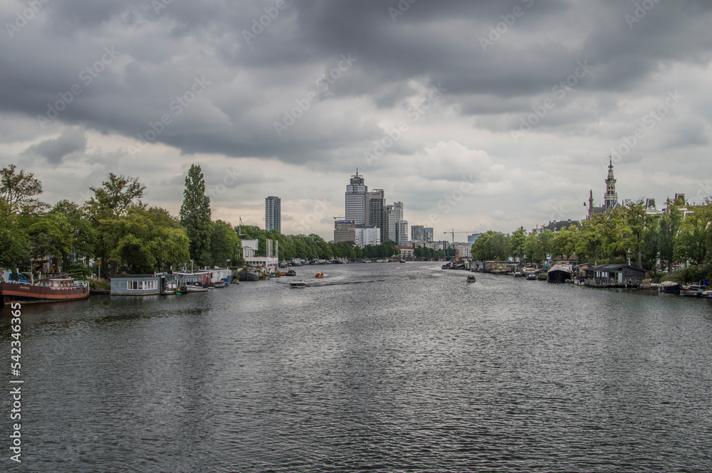 Bad Weather At The Amstel River At Amsterdam The Netherlands