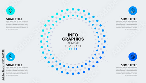 Infographic template. Circle formed by dots with 4 steps