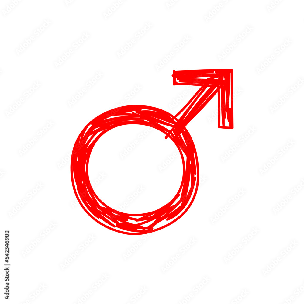 Mars planet symbol pictogram. Red vector sign. Pencil drawing illustration Mars planet symbol pictogram. Red vector sign. Pencil drawing illustration