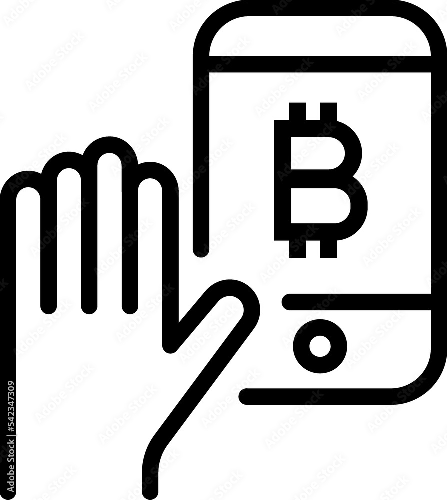 digital money.  Bitcoin line icon