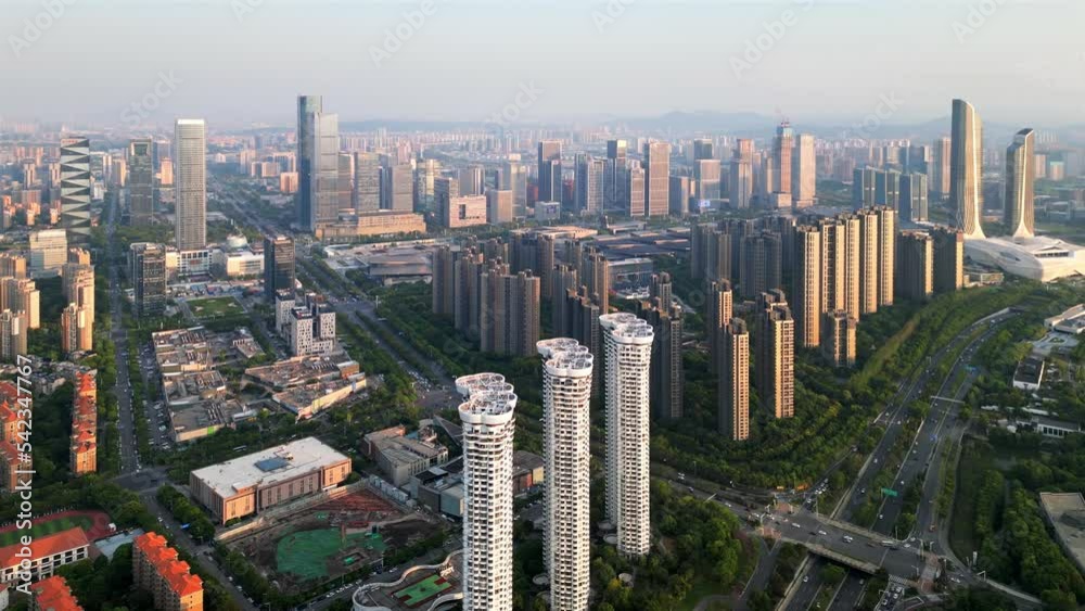 Aerial view of Hexi Central Business District in Nanjing, Jiangsu Province, China Aerial view of Hexi Central Business District in Nanjing, Jiangsu Province, China