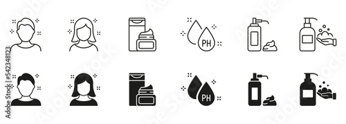 Hair Beauty Care Icons. Cosmetic Bottles for Hairstyle Pictogram. Shampoo, Oil, Ph, Balsam and Shave Foam Icons. Male and Female Cosmetic Products for Hair. Isolated Vector Illustration