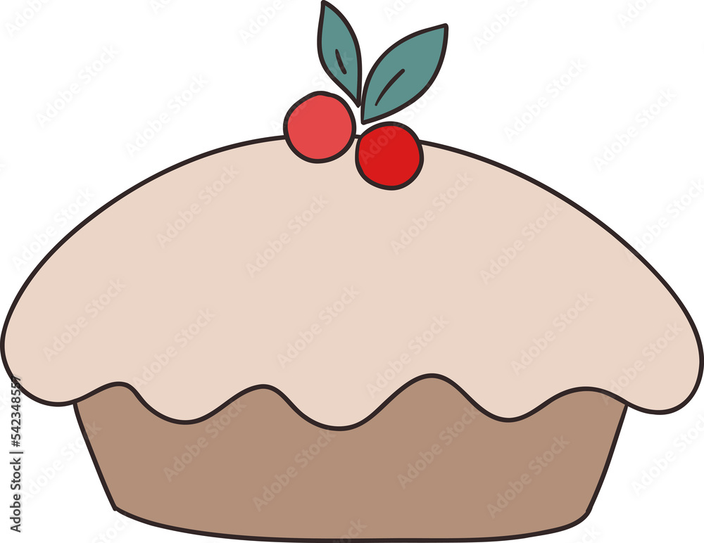 Christmas pie clipart illustration retro groovy hand drawn style