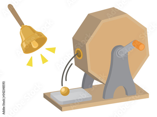 ガラガラ 抽選機　大当たりの金の玉　ハンドベル　イラスト