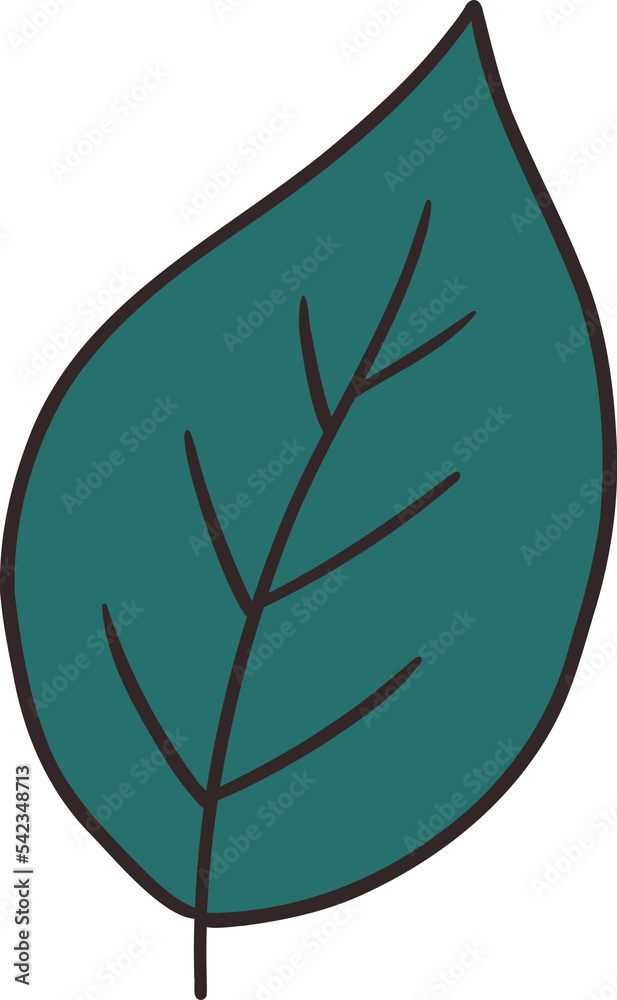 christmas-leaf-clipart-illustration-retro-groovy-hand-drawn-style