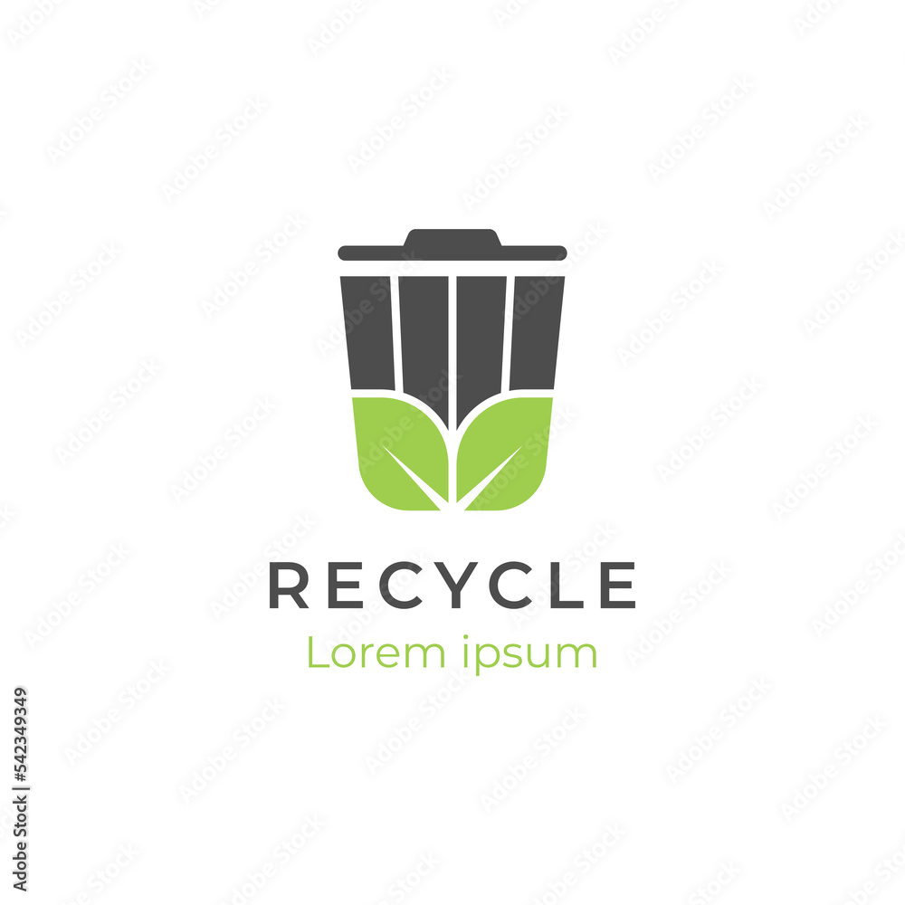recycle trash logo design for reuse, environment. Recycle bin leaf organic logo icon organic recycle trash logo design for reuse, environment. Recycle bin leaf organic logo icon organic