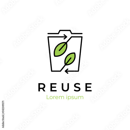 recycle trash logo design for reuse, environment. Recycle bin leaf organic logo icon organic