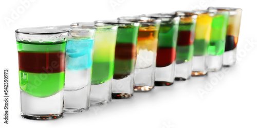 Slika na platnu Alcohol in Shot Glasses Isolated