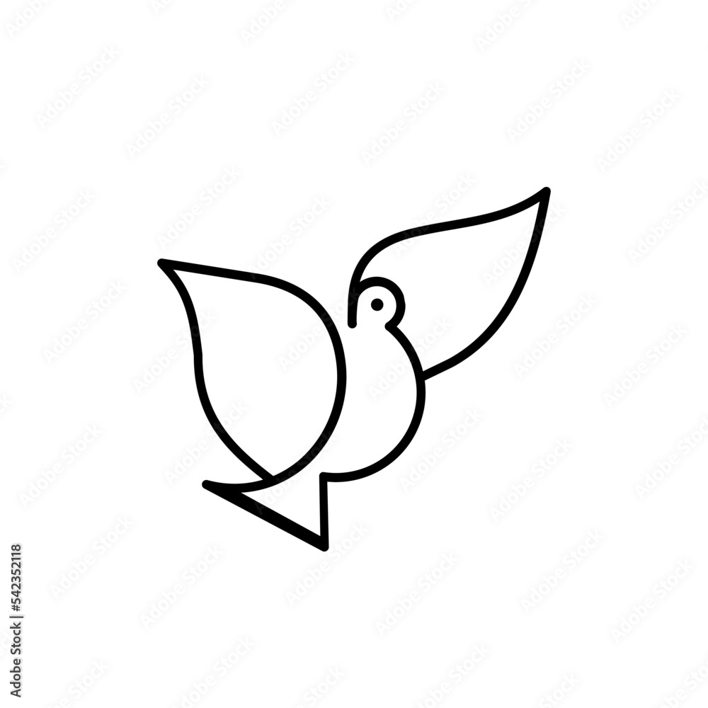 Dove of peace icon collection. Flying dove holding an olive branch as a sign of peace line art vector icon for apps and websites. Dove of peace icon. Flying bird. Peace concept.