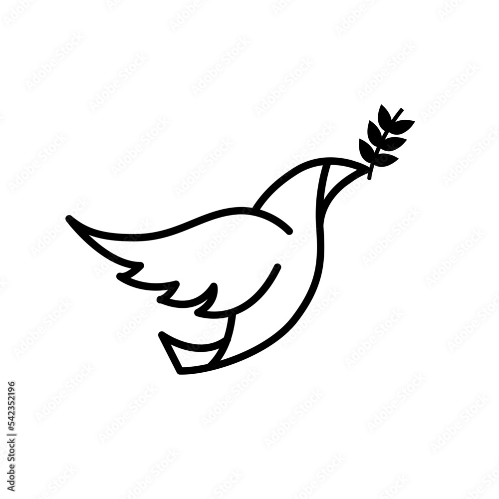 Dove of peace icon collection. Flying dove holding an olive branch as a sign of peace line art vector icon for apps and websites. Dove of peace icon. Flying bird. Peace concept. Dove of peace icon collection. Flying dove holding an olive branch as a sign of peace line art vector icon for apps and websites. Dove of peace icon. Flying bird. Peace concept.