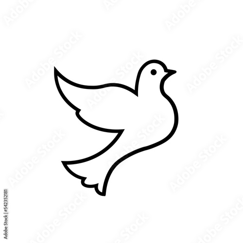 Dove of peace icon collection. Flying dove holding an olive branch as a sign of peace line art vector icon for apps and websites. Dove of peace icon. Flying bird. Peace concept.