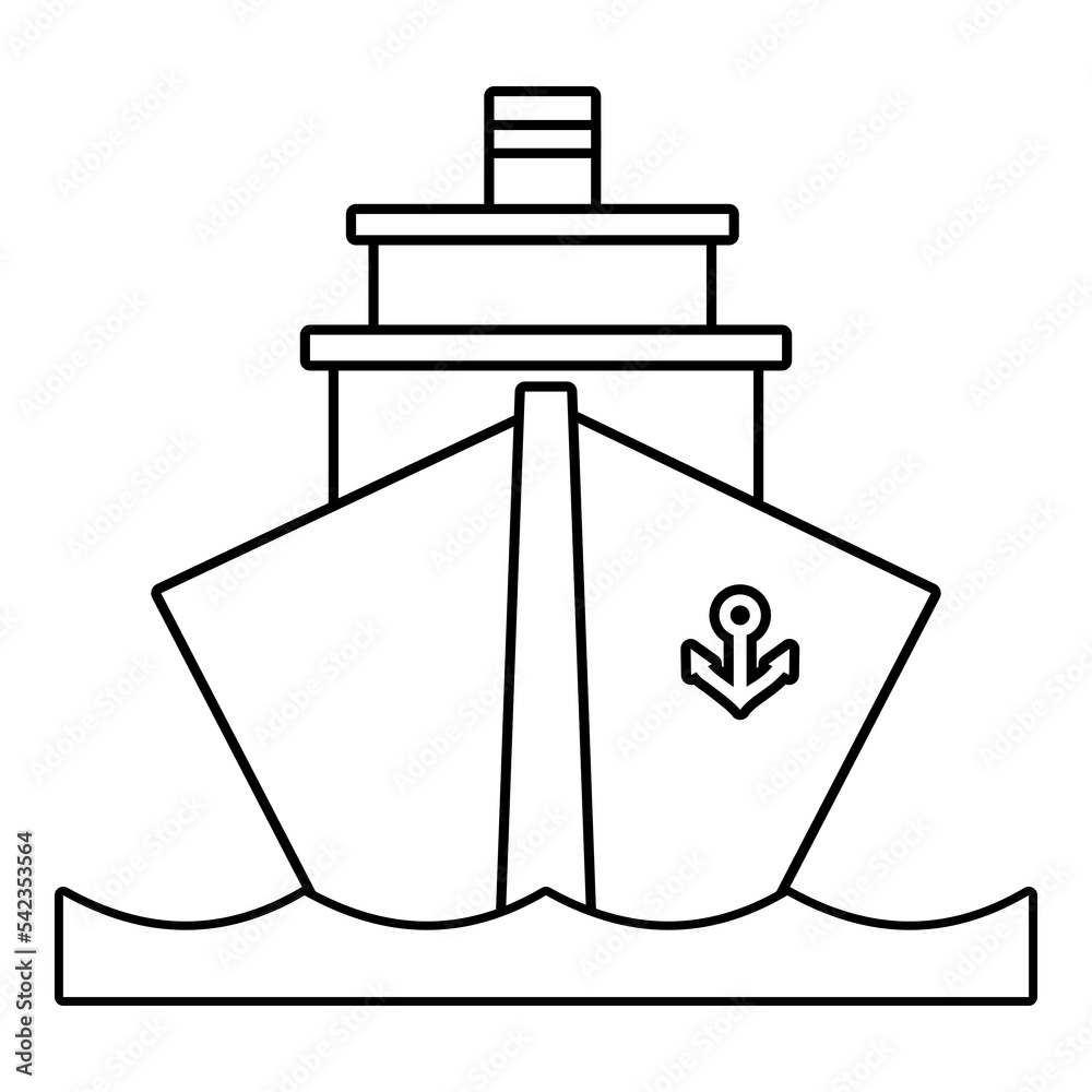 Marine ship illustration vector design with lines suitable for coloring Marine ship illustration vector design with lines suitable for coloring
