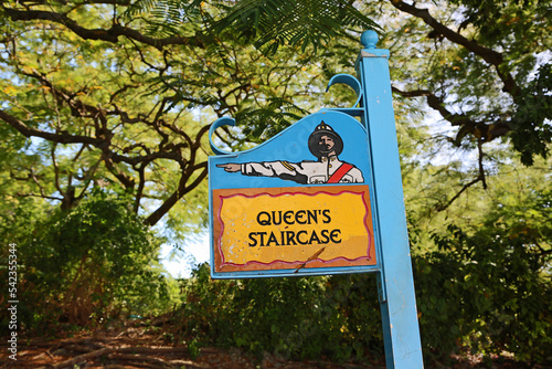 Queen Staircase sign - Nassau, Bahamas