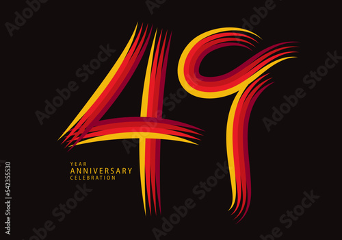 49 years anniversary celebration logotype red line vector, 49th birthday logo, 49 number design, Banner template, logo number elements for invitation card, poster, t-shirt.