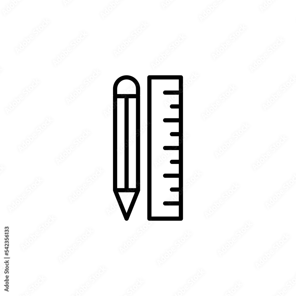 Pencil and Ruler theme icon suitable for web, application or additional components for your project