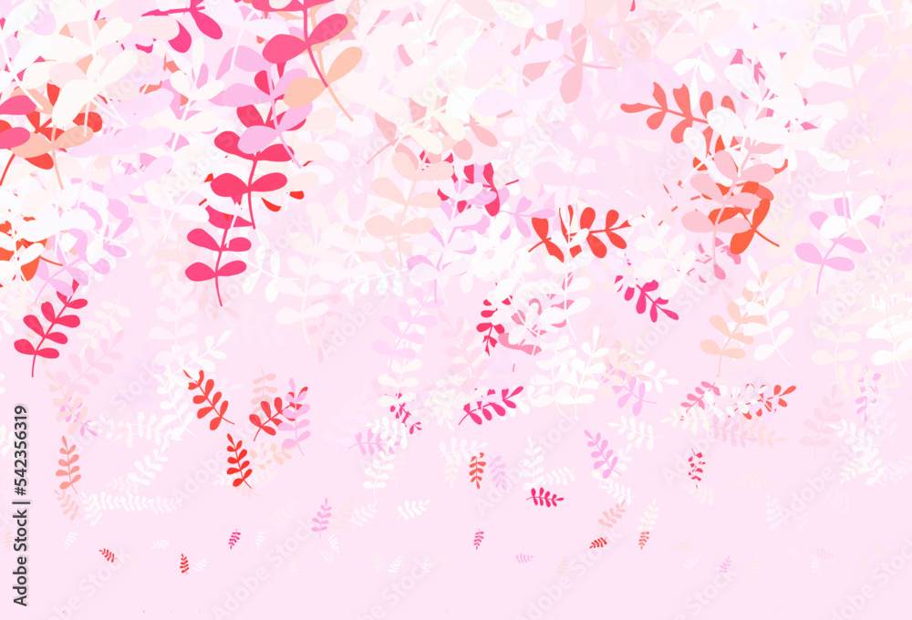 Light Pink vector abstract backdrop with leaves.