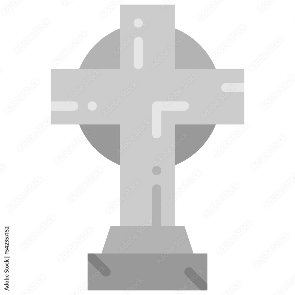 cross tombstone flat icon