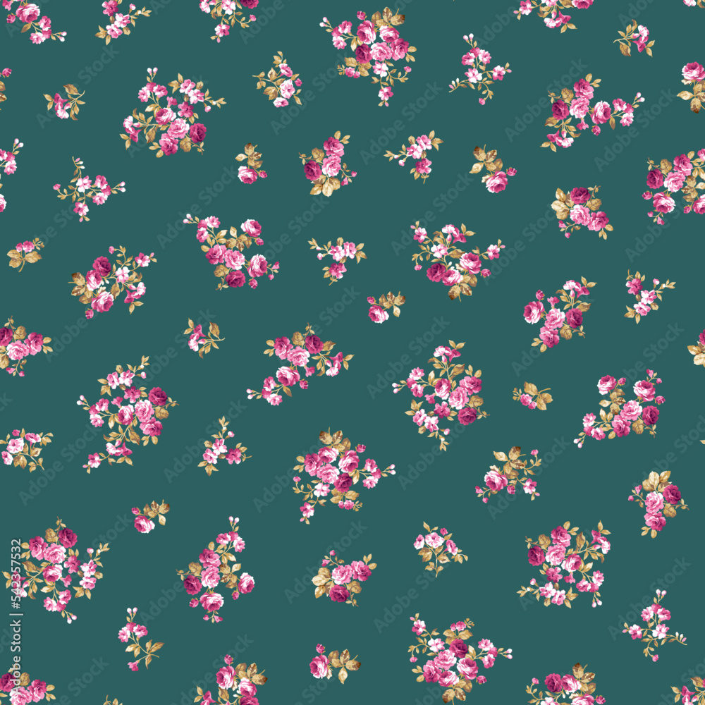 Seamless pattern with a beautiful bouquet of roses,