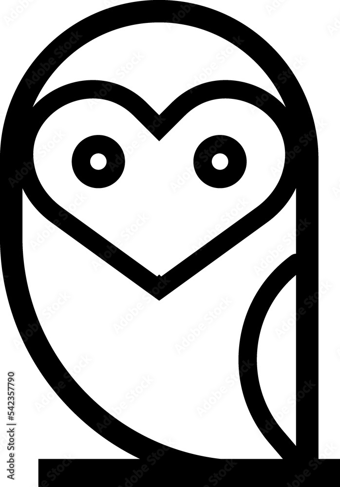 Owl wise bird cartoon linear symbol Owl wise bird cartoon linear symbol