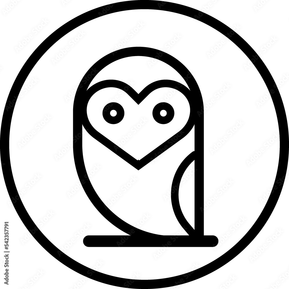 Owl wise bird cartoon linear symbol Owl wise bird cartoon linear symbol