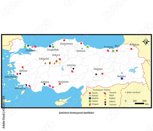 Turkey vintage map. High detailed vector map with pastel colors  cities and geographical borders