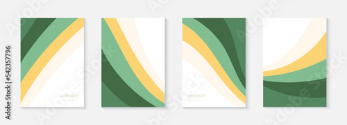 Green abstract agriculture field vector leaflet. Agro card template, farm presentation. Set of a4 layout with nature theme. Minimal shape, agri design. Field view background design, eco booklet, frame