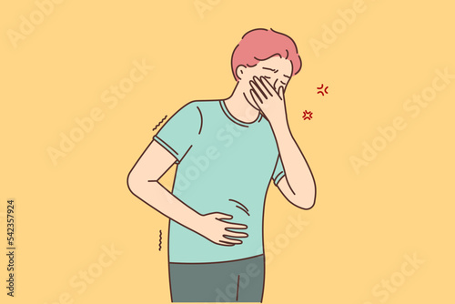 Unhealthy man struggle with stomachache 