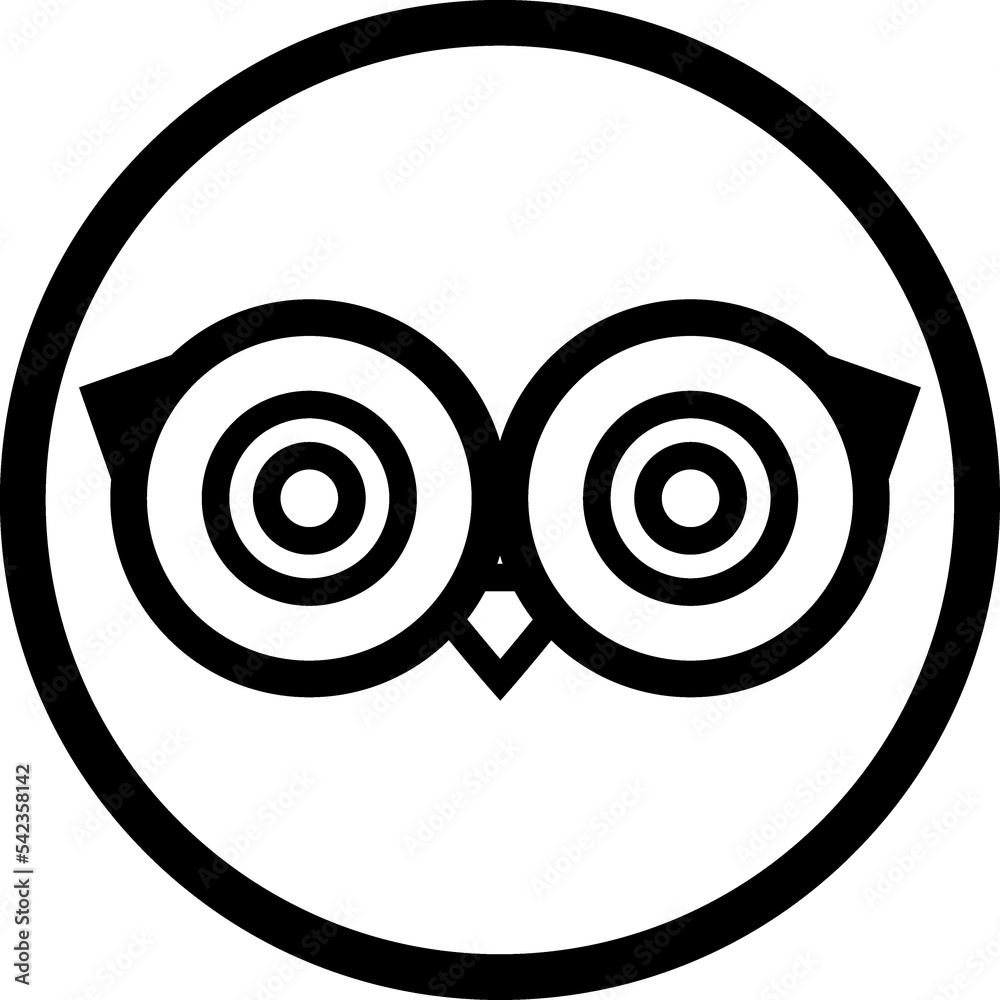 Owl wise bird cartoon linear symbol Owl wise bird cartoon linear symbol