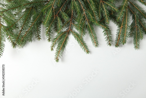 New Year s Eve background with fir branch and cones. Christmas and New Year holidays composition of pine tree branches.