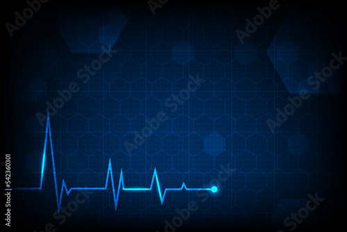 Vector heart pulse monitor with signal electrocardiogram medical technology background.