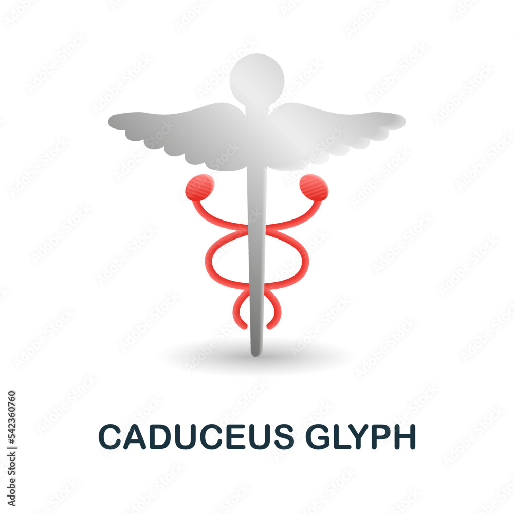 Fototapeta premium Caduceus Glyph icon. 3d illustration from medicine collection. Creative Caduceus Glyph 3d icon for web design, templates, infographics and more