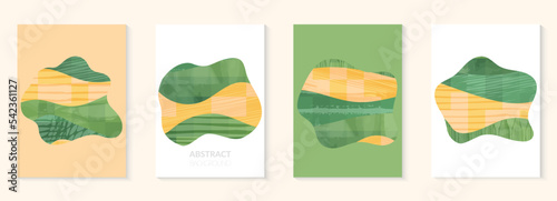 Eco green aesthetic irregular figure, pixel mosaic pattern, abstract agriculture field. Ecological vector background. Environment ecology design. Olive poster layout, template, poster, booklet, card