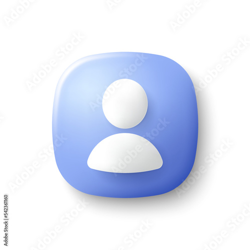 3d user profile icon vector. Avatar or person icon. Profile picture, portrait symbol. Neutral gender silhouette. 3d square button with avatar photo. Blank profile silhouette. Vector