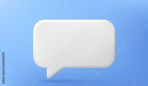 3d speech bubble isolated on blue background. Social network chat box icon. Blank text message balloon. Notification 3d chat speech bubble. Talk dialog board icon. Conversation balloon. Vector