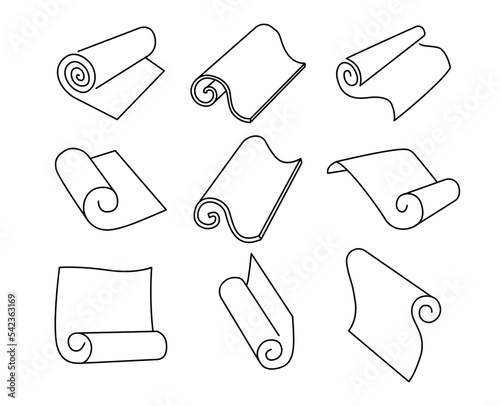 Roll icons set. Vector illustration of roll materials.