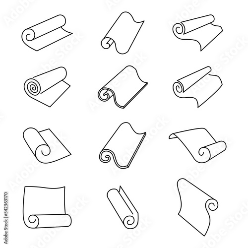 Roll icons set. Vector illustration of roll materials.