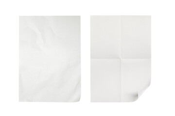 two sheet of paper or a4 paper fold isolated on white
