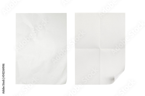 two sheet of paper or a4 paper fold isolated on white photo