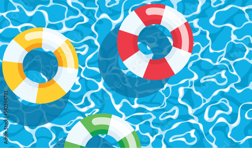 rubber ring in the swimming pool summer background vector illustration