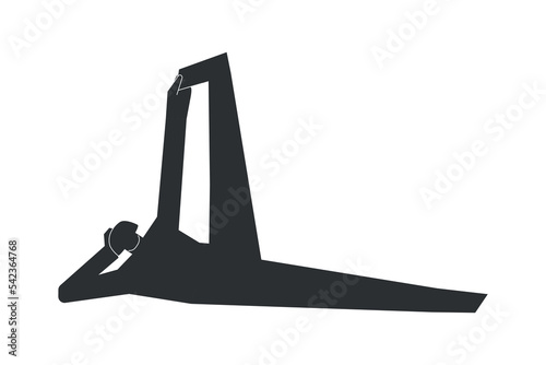 Vector isolated illustration with flat black silhouette of female character. Sportive woman learns yoga posture Anantasana; Fitness exercise - Side Reclining Leg Lift; Minimalistic design photo