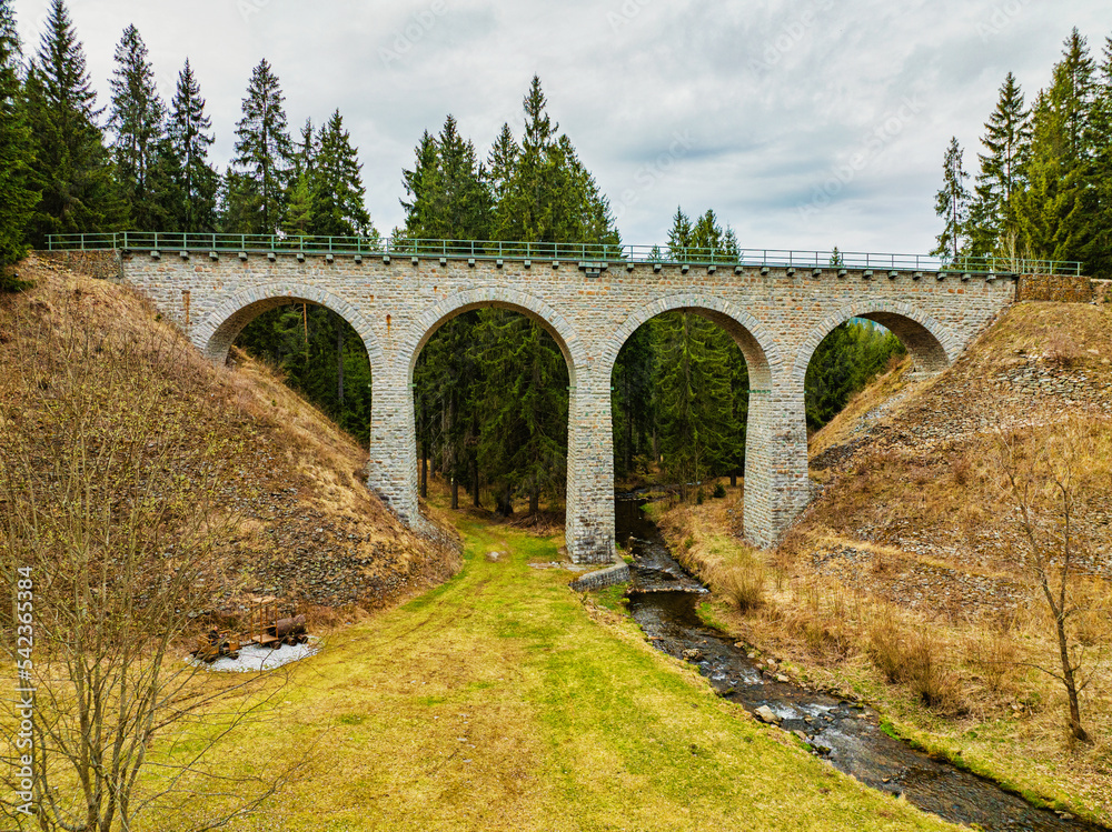 Fototapeta premium Monastery Viaduct to the southwest of Vimperk, near the settlement of Klášterec in the Czech Republic (Czechia) - Bohemian Forest