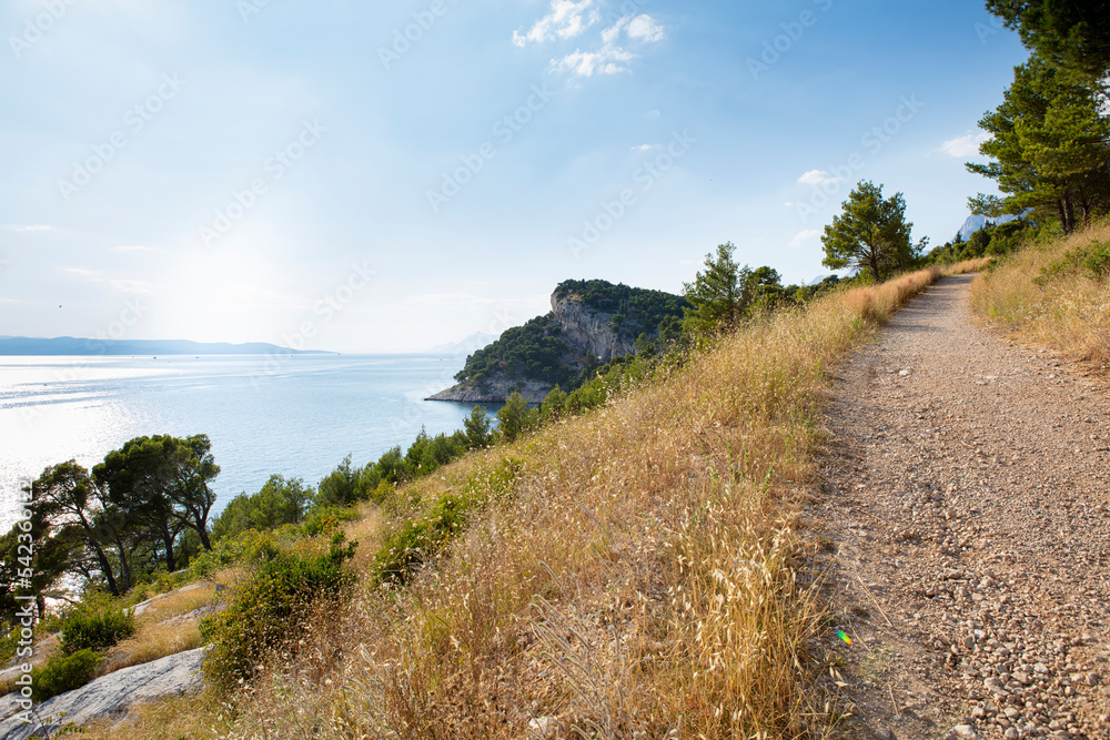Makarska, Croatia landscape of running path. Makarska, Croatia landscape of running path.