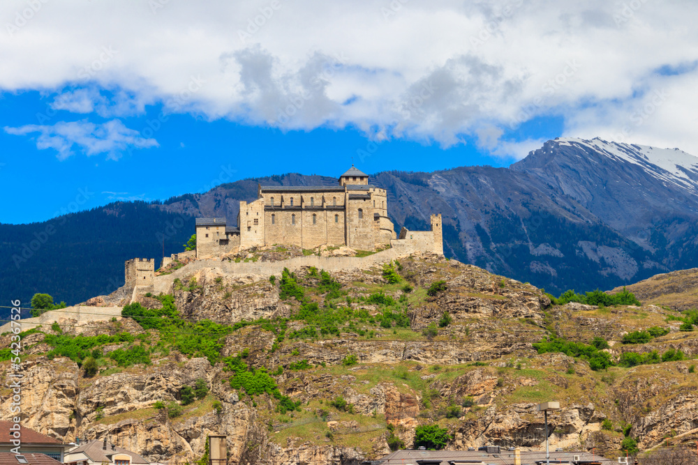 View of Valere Basilica in Sion, Switzerland View of Valere Basilica in Sion, Switzerland