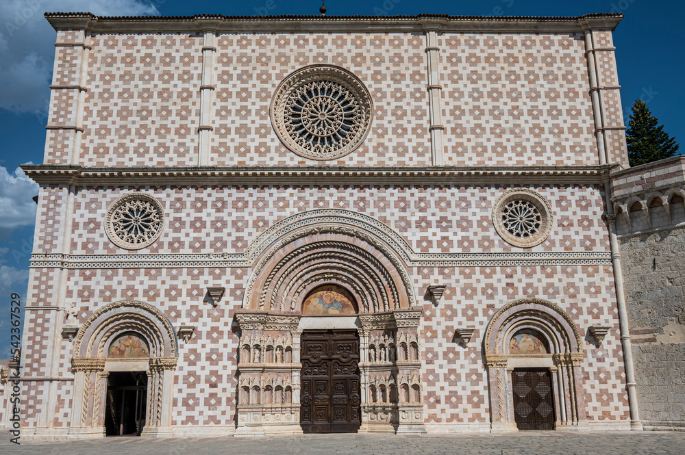 the beautiful Basilica of Santa Maria in L'Aquila damaged by the earthquake and rebuilt