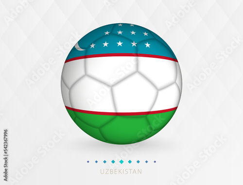 Football ball with Uzbekistan flag pattern  soccer ball with flag of Uzbekistan national team.