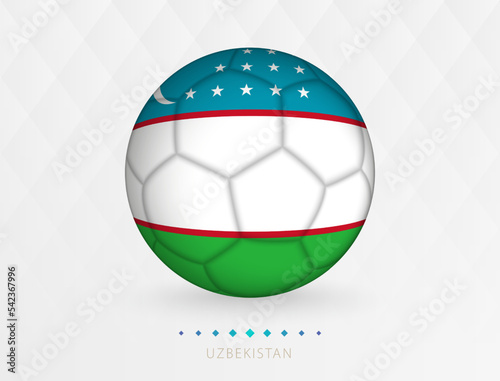 Football ball with Uzbekistan flag pattern, soccer ball with flag of Uzbekistan national team.