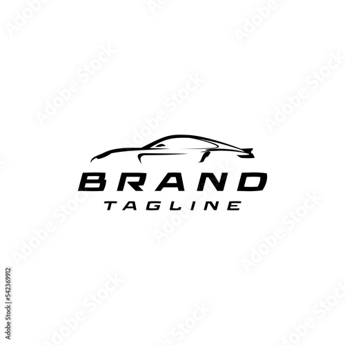 Sports Car Silhouette with Artistic Lines Logo Design. Sport Car Silhouette with Black Lines Logo Design.