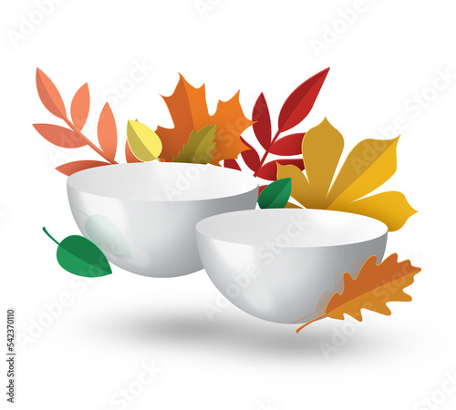 Podium spotlight with autumn leaves